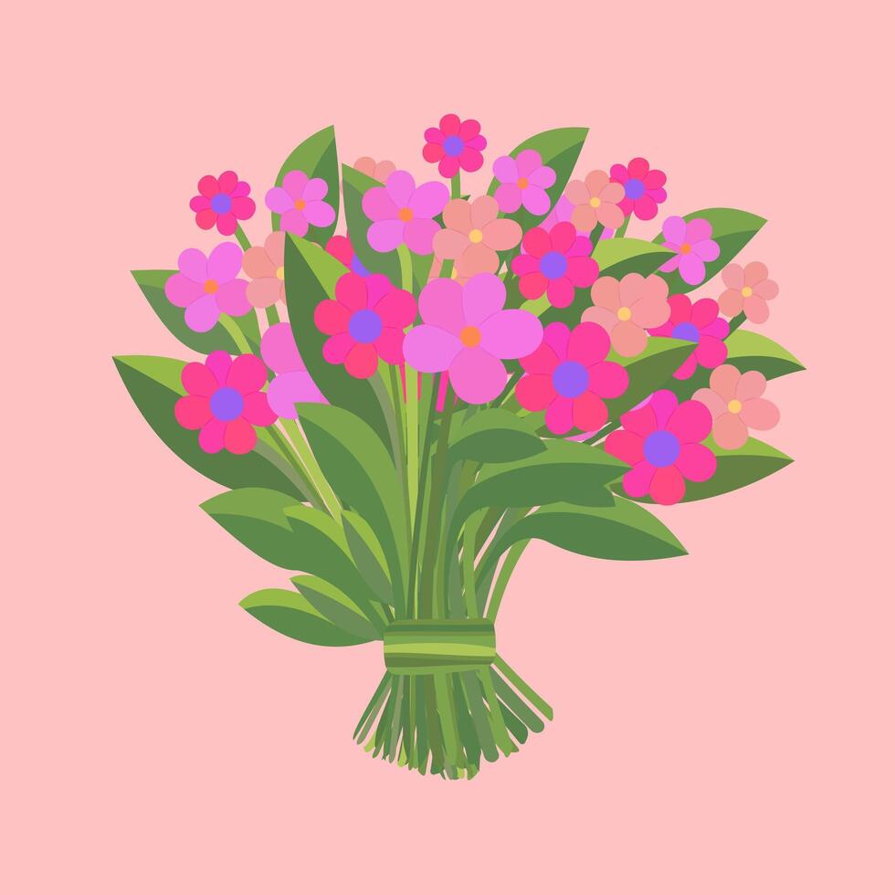 voorjaar boeket van bloemen. vlak vector illustratie.