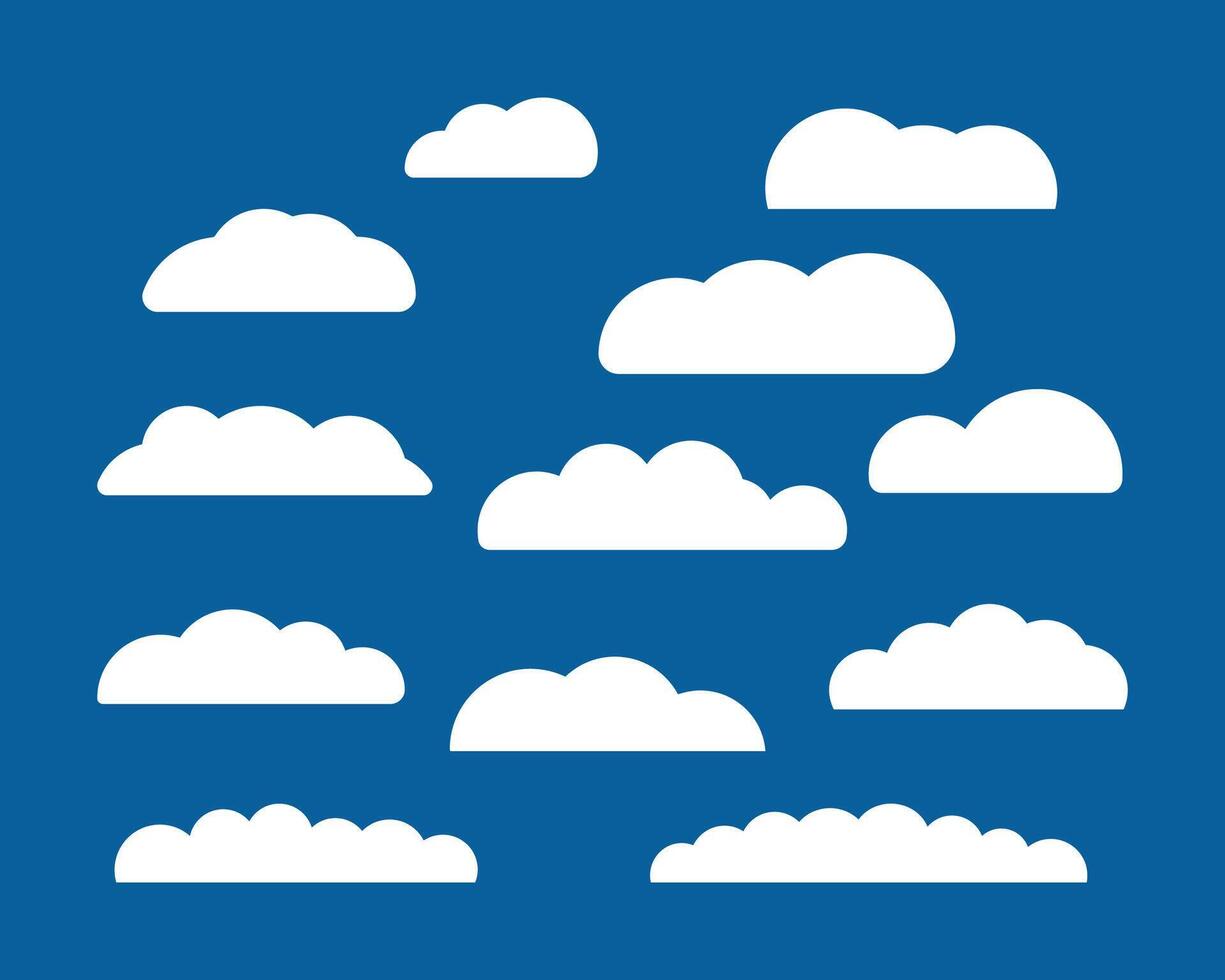 wolk sticker clip art vector set, vlak ontwerp sjabloon