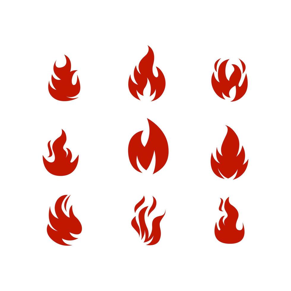 reeks brand vlammen vector pictogrammen sjabloon