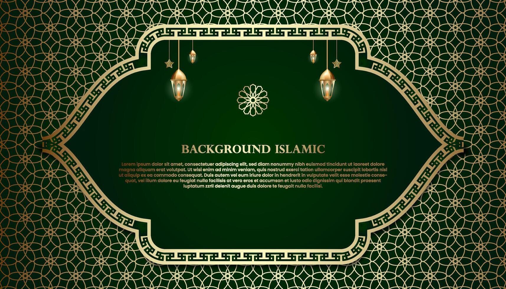 Islamitisch of Arabisch achtergrond. luxe goud en groen patroon kleur. extra elementen van Islamitisch thema ontwerp vector