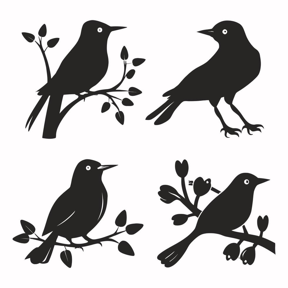reeks van een kudde van vliegend verschillend vogelstand silhouetten verzameling van verschillend tekenfilm zwart vogelstand Aan wit achtergrond. vector illustratie.