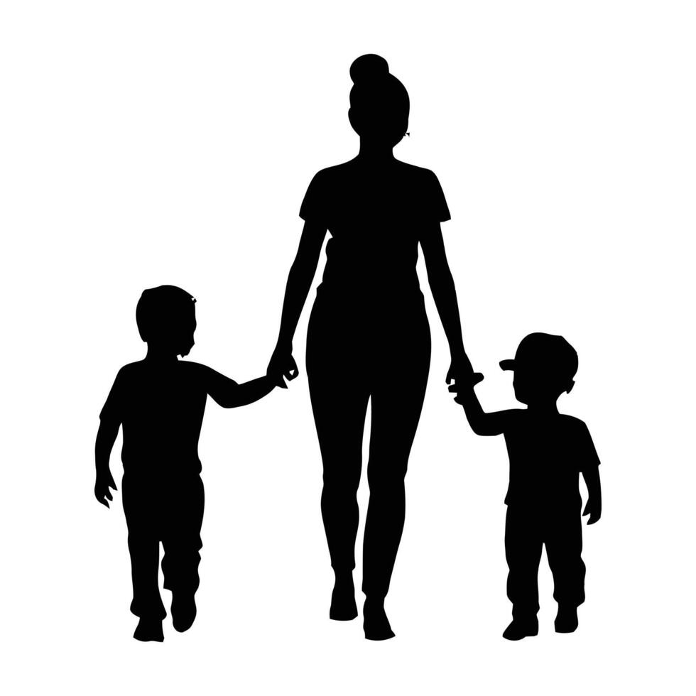 moeder en baby silhouet, moeder dag vector illustratie set, wit achtergrond.