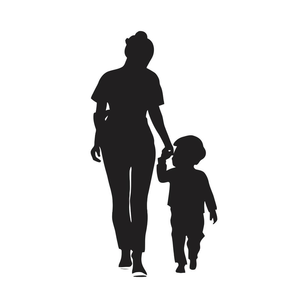 moeder en baby silhouet, moeder dag vector illustratie set, wit achtergrond.