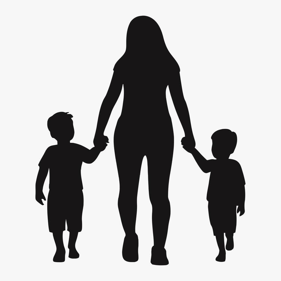 moeder en baby silhouet, moeder dag vector illustratie set, wit achtergrond.