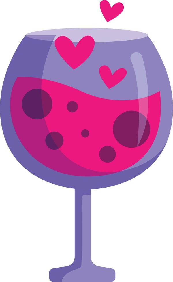 retro Valentijn dag icoon wijnglas met harten vrij vector