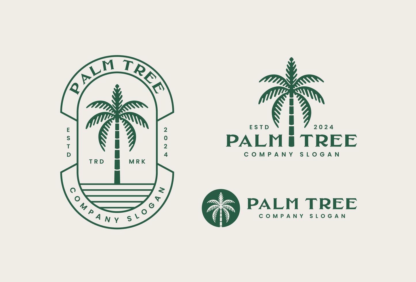 palmboom vintage logo ontwerpsjabloon vector