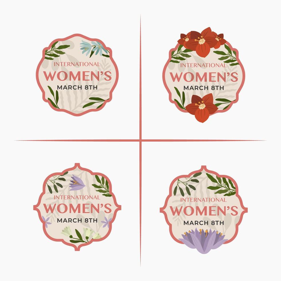 gelukkig vrouwen dagen badges logo ontwerp icoon vlak ontwerp stickers element vector