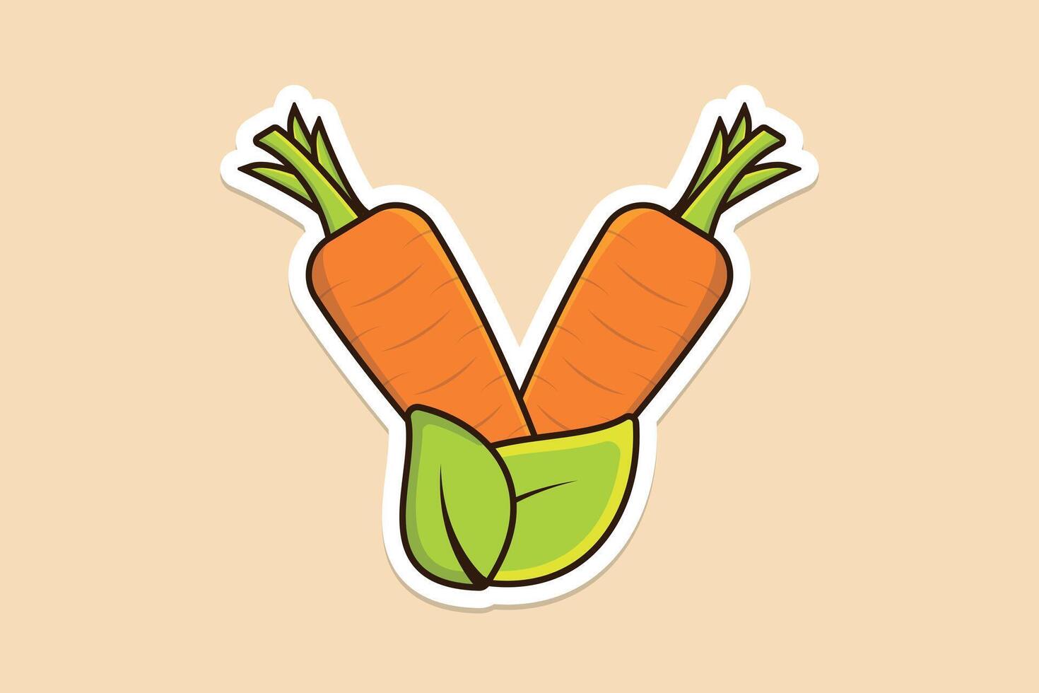 wortel groente met groen bladeren sticker ontwerp vector illustratie. voedsel natuur icoon concept. gezond vers groente voedsel wortel en groen bladeren sticker ontwerp pictogrammen.