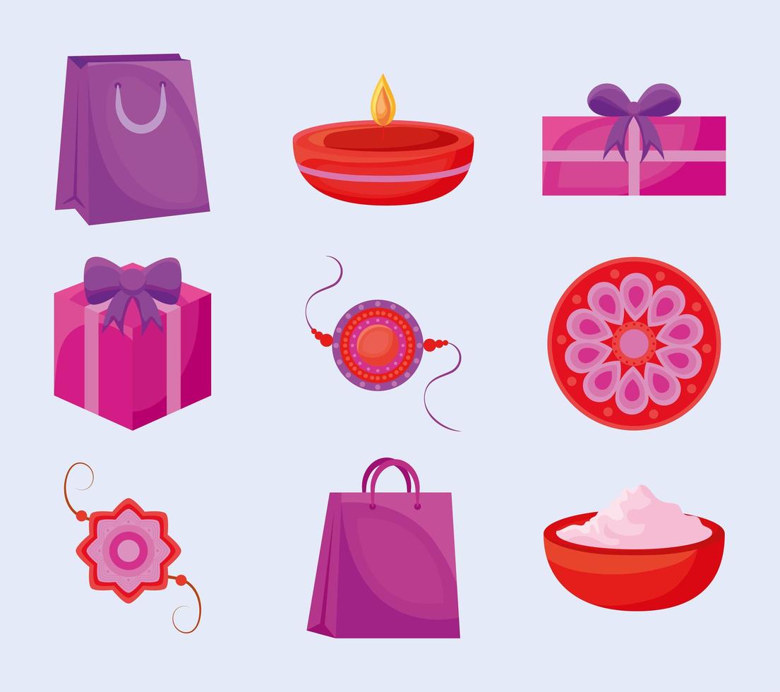 negen rakhi-items vector