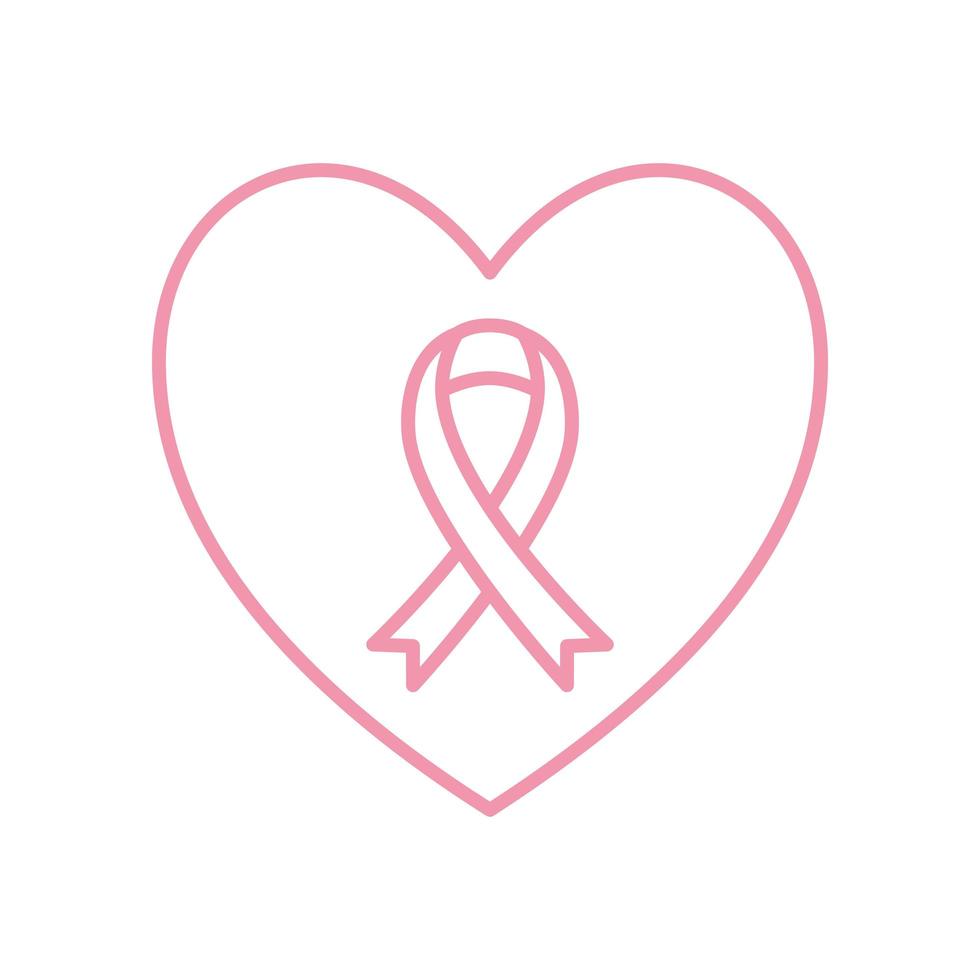 borstkanker lint in hart lijn stijl icoon vector design