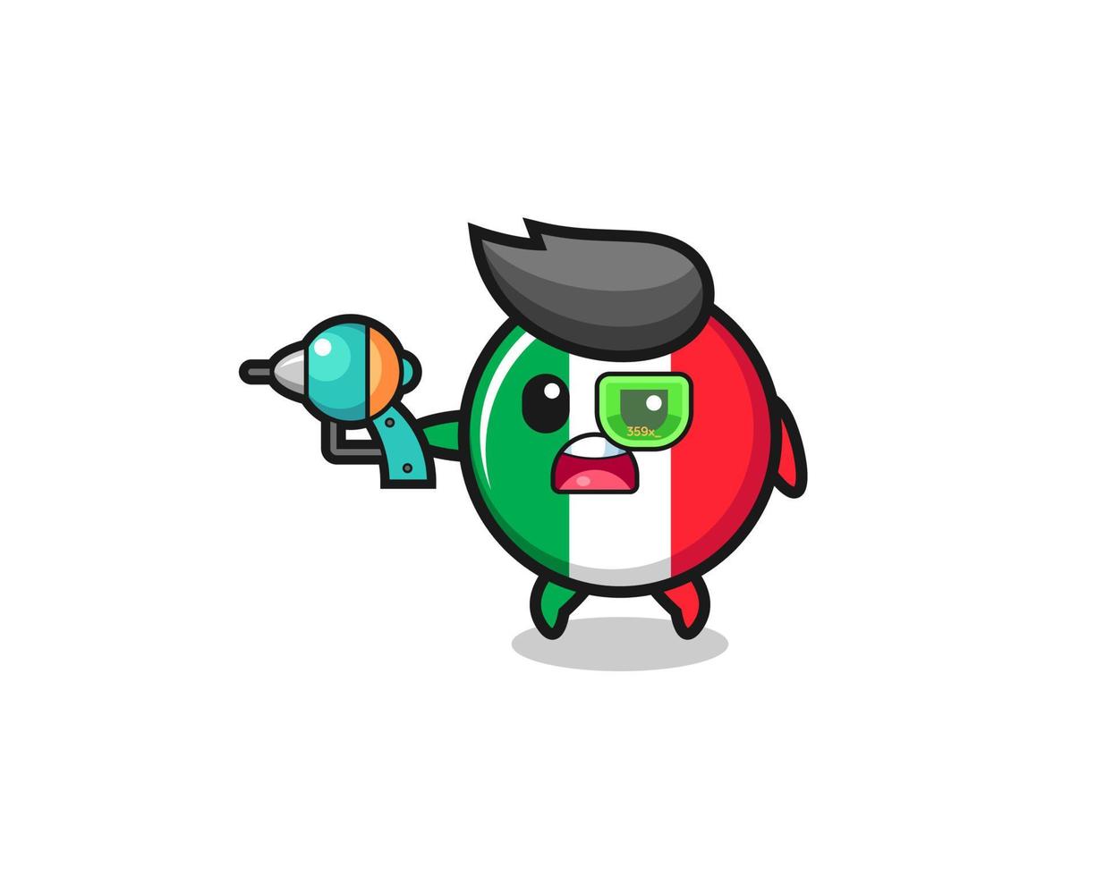 schattige italiaanse vlag met een toekomstig pistool vector