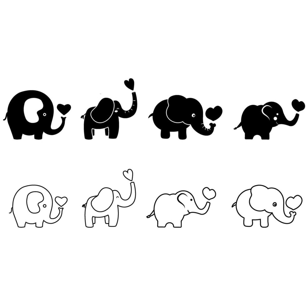 baby olifant icoon vector set. circus illustratie teken verzameling. liefde symbool.
