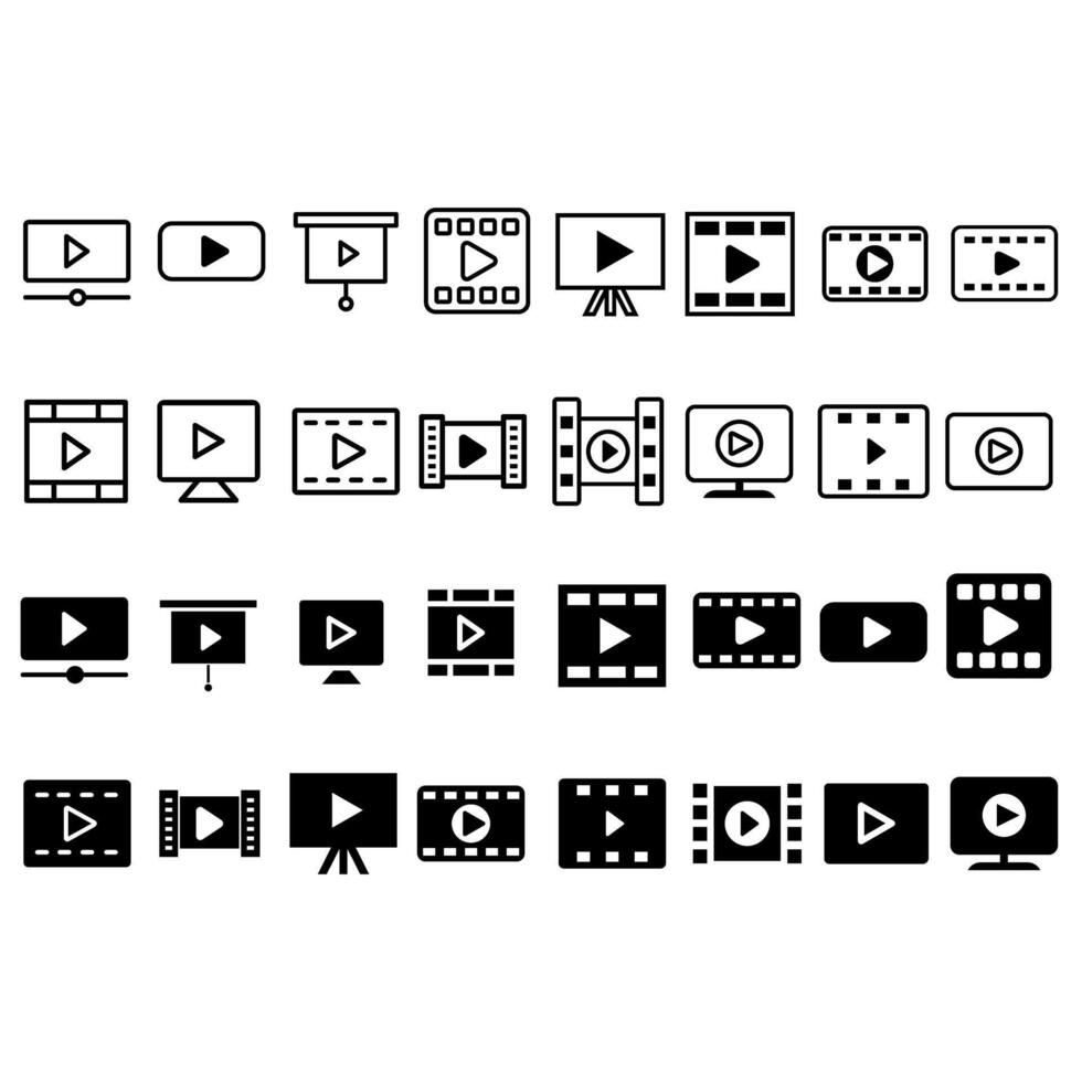 Speel video icoon vector set. media speler illustratie teken verzameling. video symbool. Speel logo.