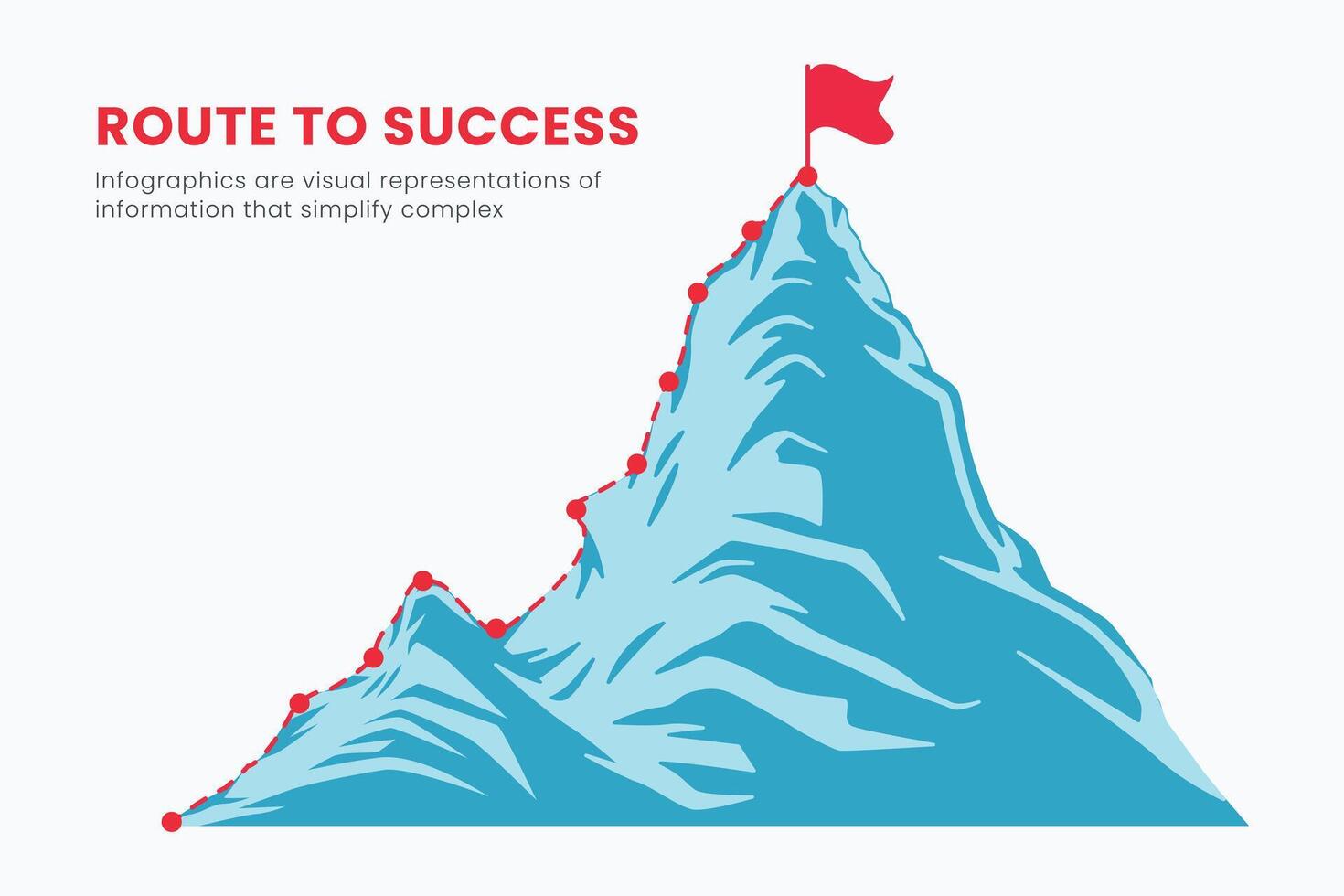 route naar de top van de berg infographic ontwerp, bedrijf strategie, en doelwit. beklimming route naar de doel. vector illustratie vlak ontwerp.