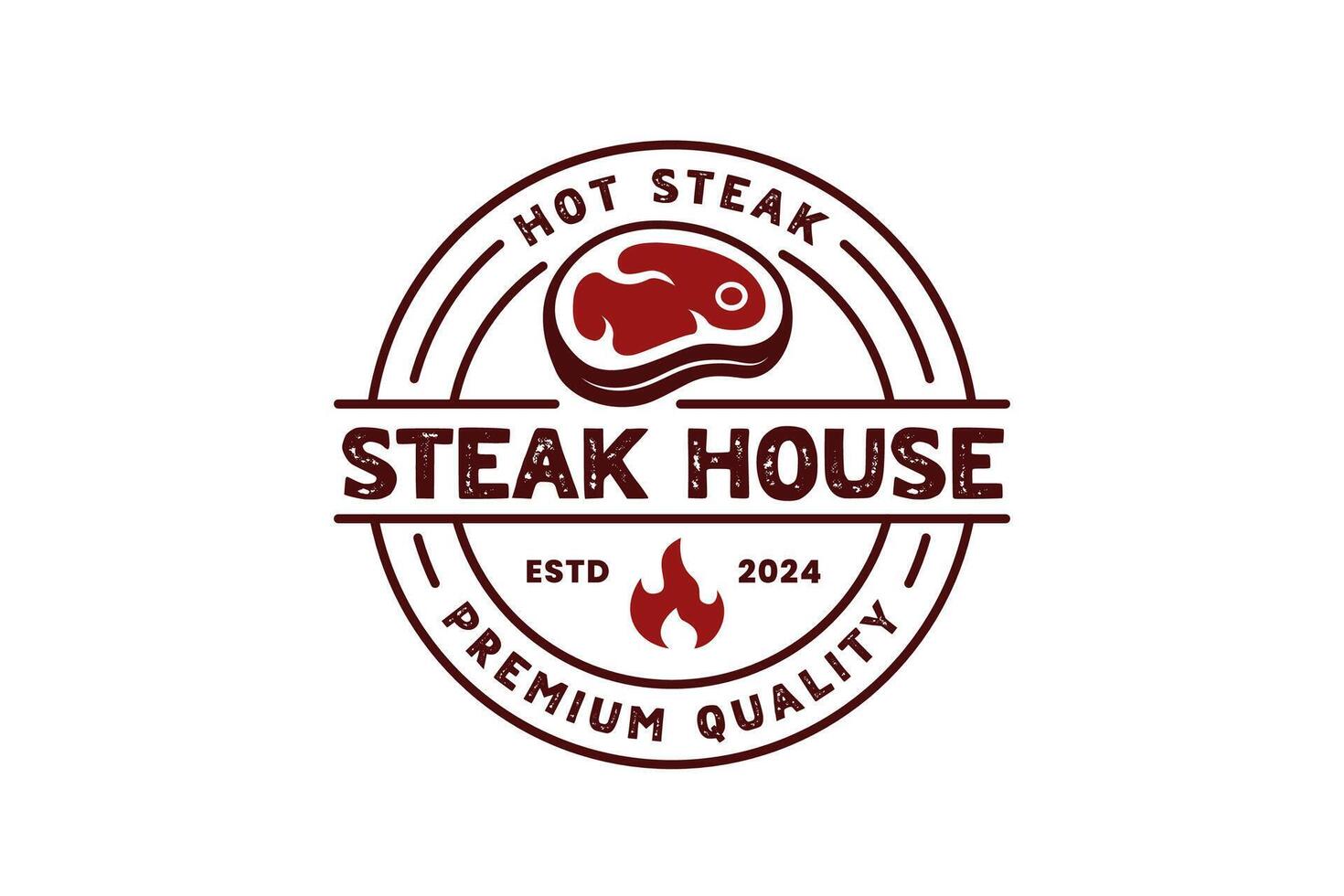 rustiek bbq rooster logo of gegrild barbecue steak huis insigne logo postzegel in wijnoogst retro stijl vector