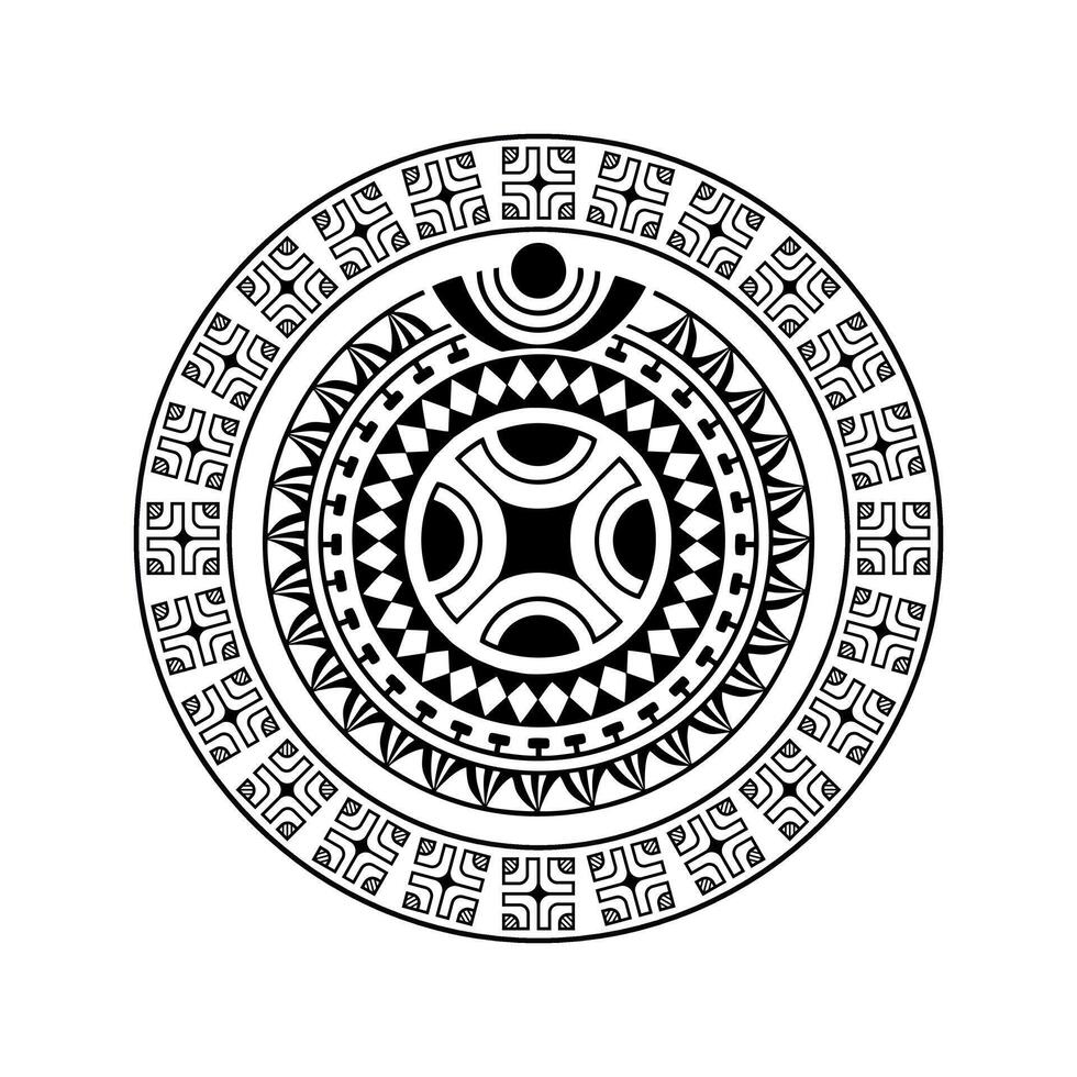 ronde tatoeëren ornament met swastika Maori stijl. Afrikaanse, azteken of mayan etnisch stijl. vector