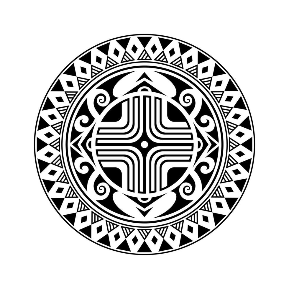 ronde tatoeëren ornament met swastika Maori stijl. Afrikaanse, azteken of mayan etnisch stijl. vector