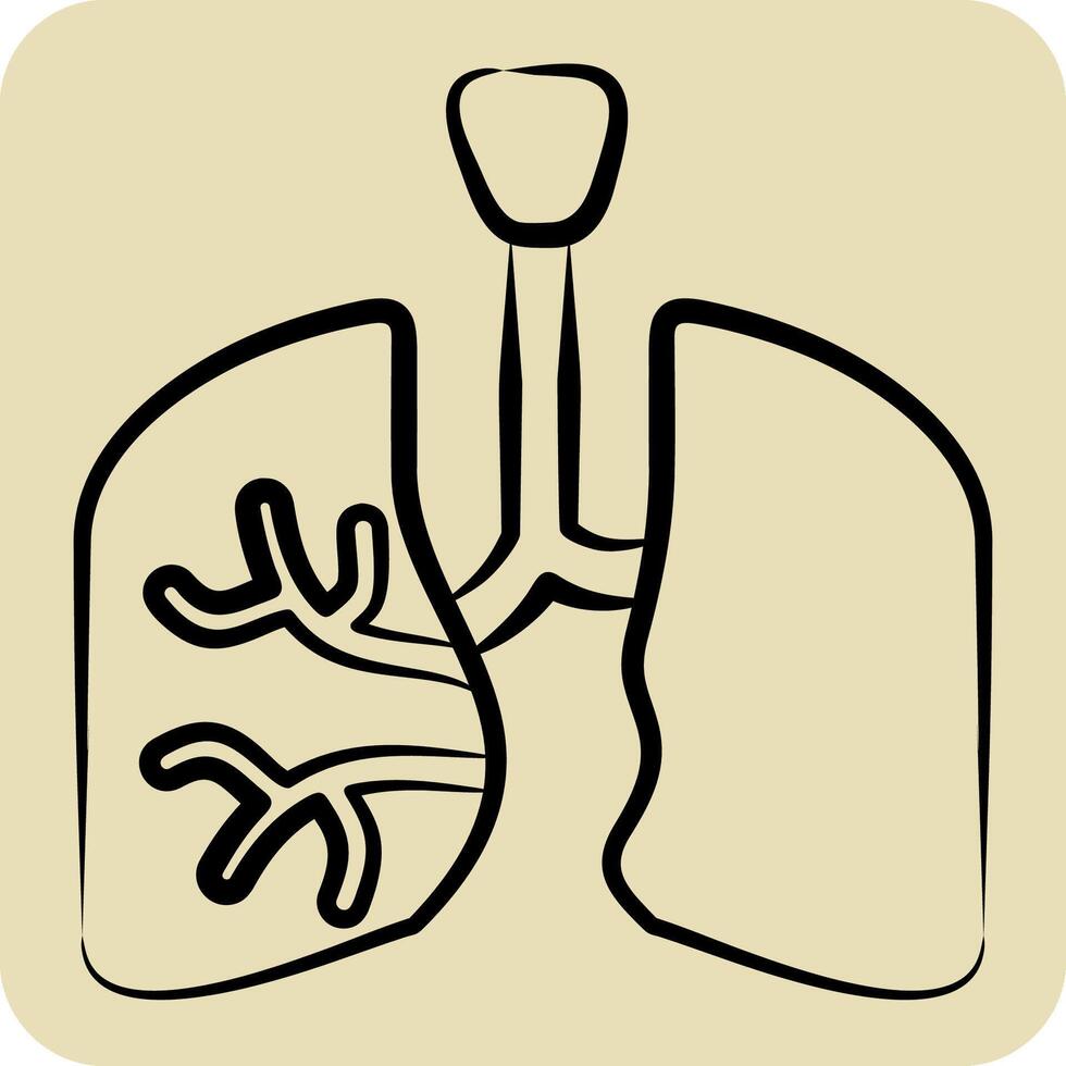 icoon longen. verwant naar menselijk orgaan symbool. hand- getrokken stijl. gemakkelijk ontwerp bewerkbaar. gemakkelijk illustratie vector