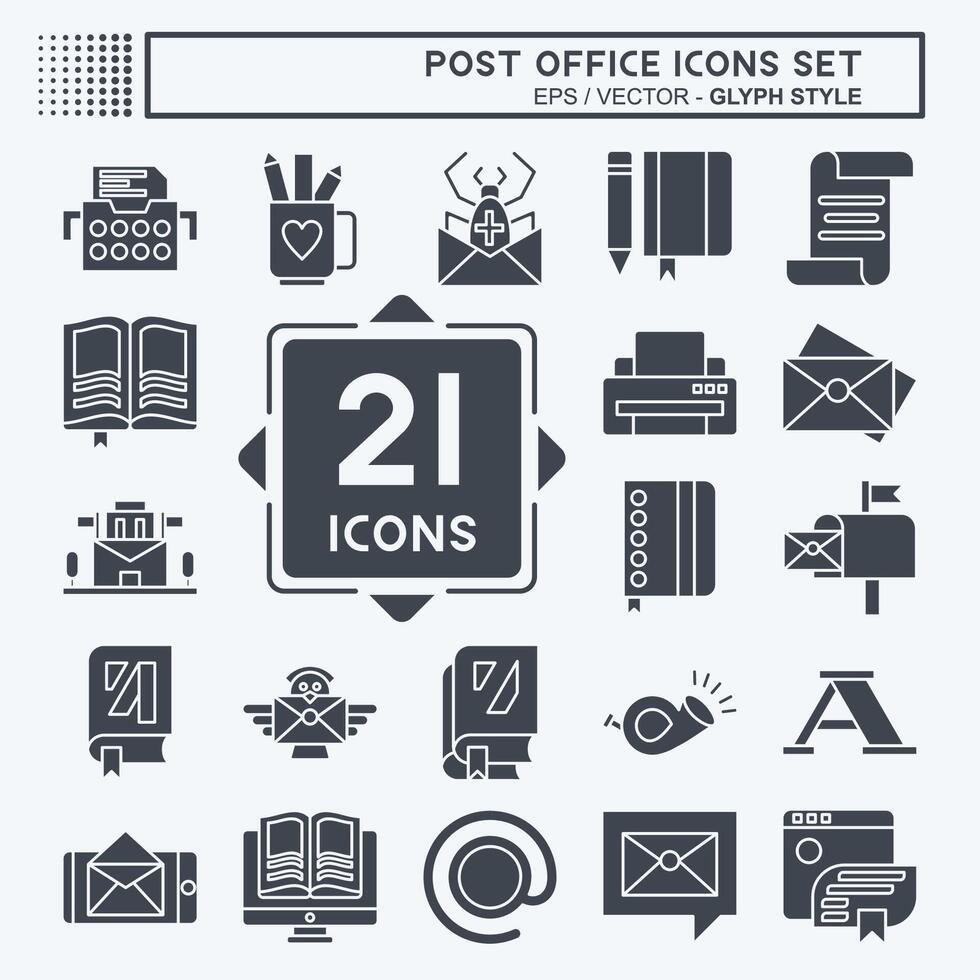 icoon reeks post kantoor. verwant naar onderwijs symbool. glyph stijl. gemakkelijk ontwerp bewerkbaar. gemakkelijk illustratie vector