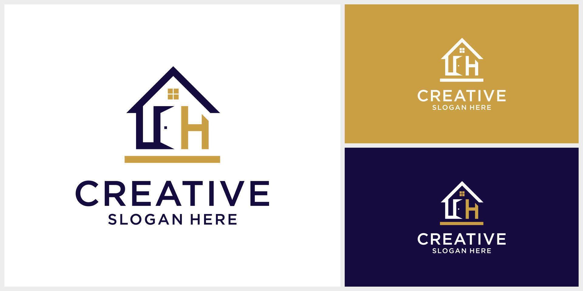 modern brief c h echt landgoed logo ontwerp sjabloon vector