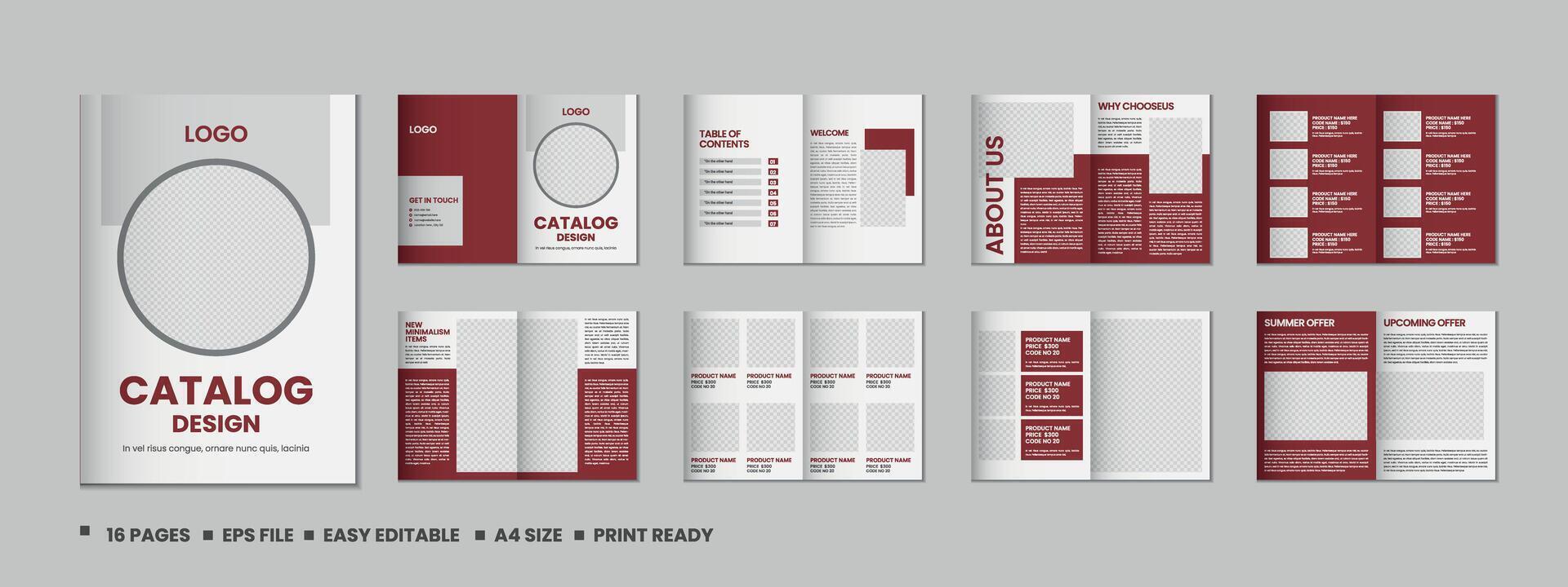 meubilair Product catalogus ontwerp, meerdere pagina's brochure catalogus sjabloon ontwerp met mockup vector