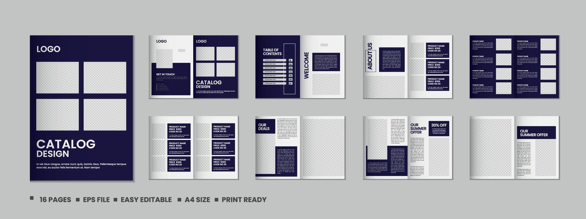 meubilair Product catalogus ontwerp, meerdere pagina's brochure catalogus sjabloon ontwerp met mockup vector