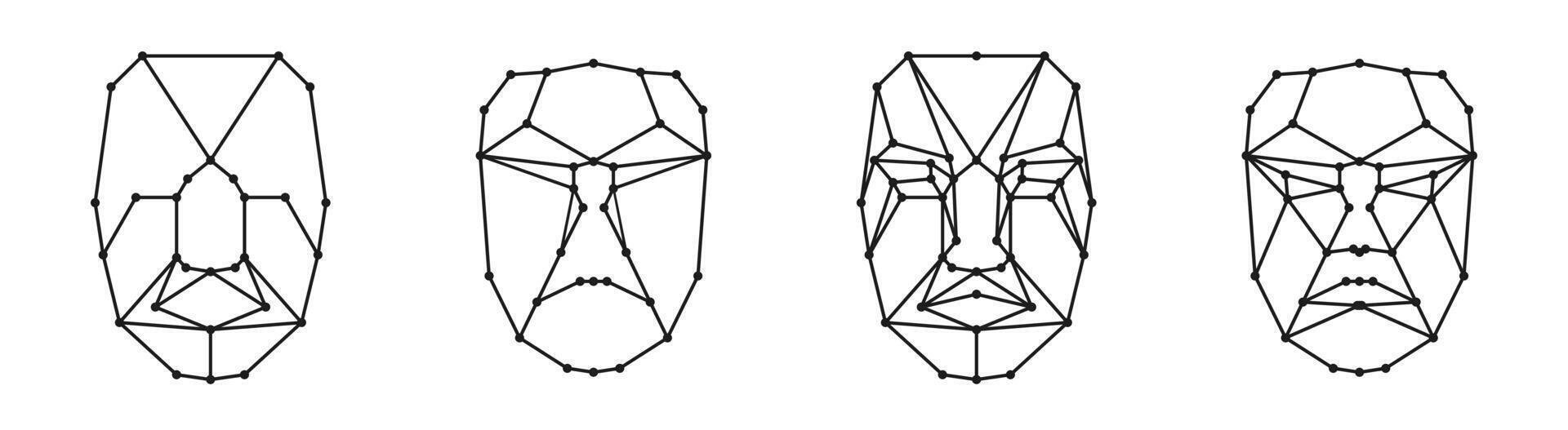 gezicht herkenning of gezicht ID kaart rooster vector