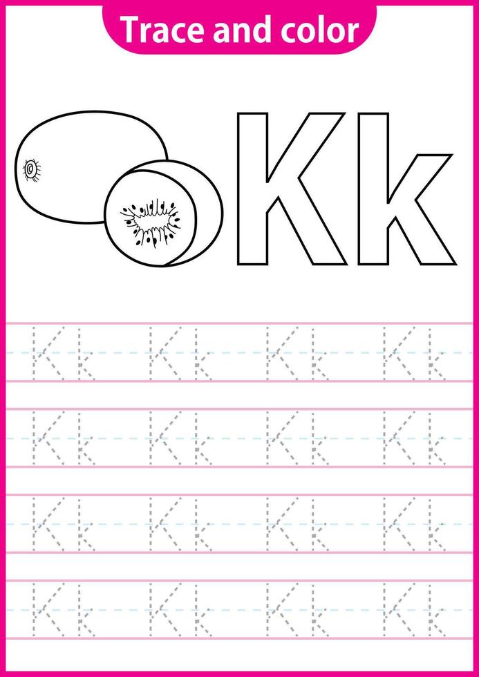 Engels schrijven werkblad voor kg schrijven praktijk werkzaamheid voor kinderen. handschrift oefening voor kinderen. afdrukbare werkblad. vector