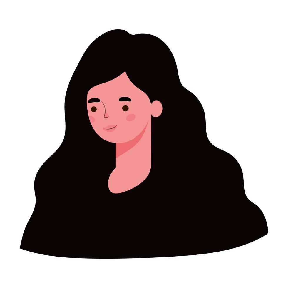 zwart haar vrouw cartoon hoofd vector design