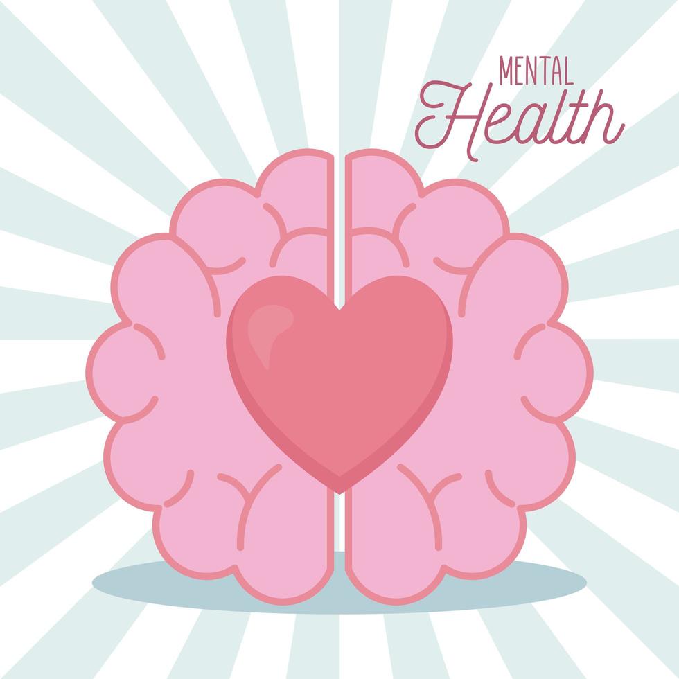 geestelijke gezondheid met hersenen en hart pictogram vector design