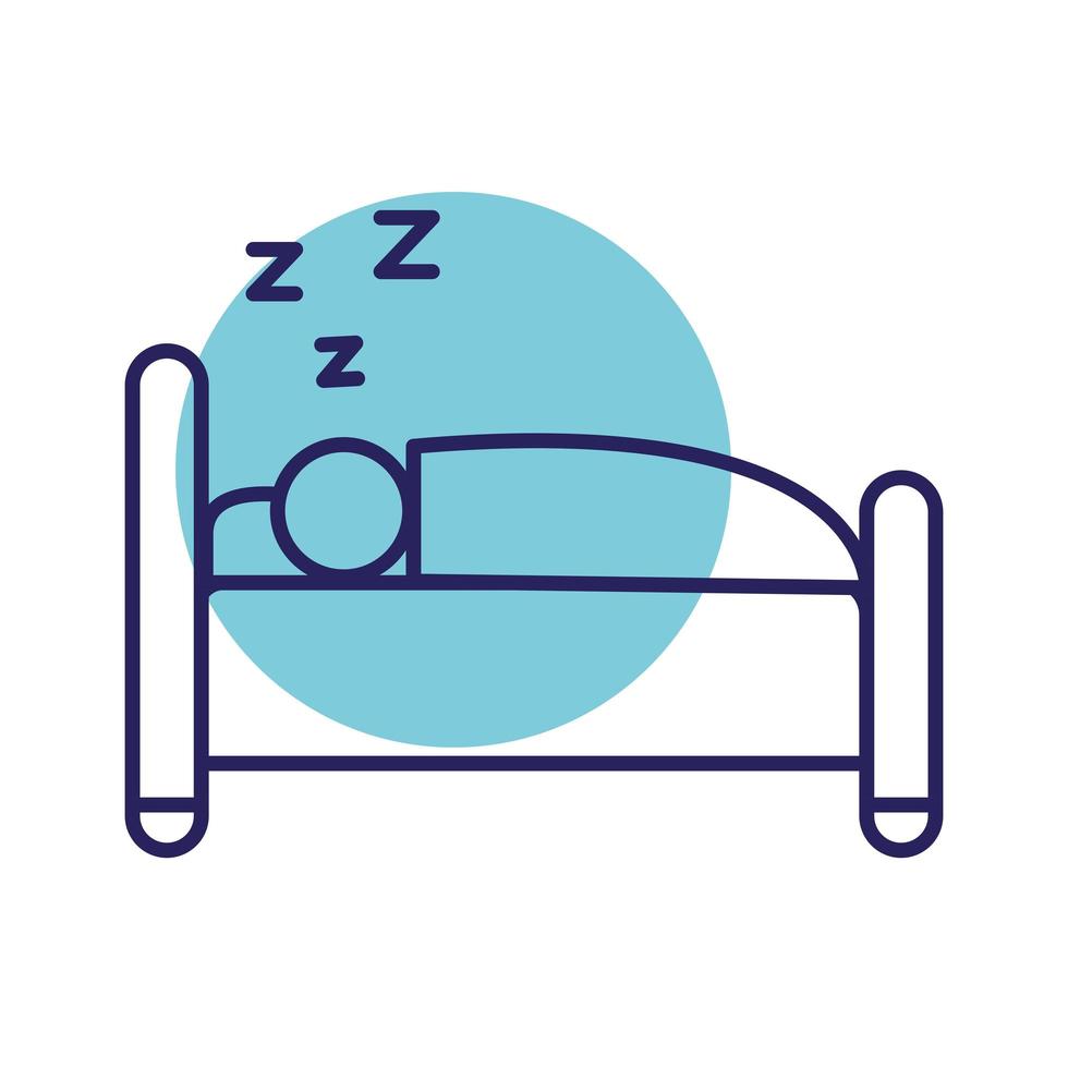 slapende man op bed lijn stijl icoon vector design