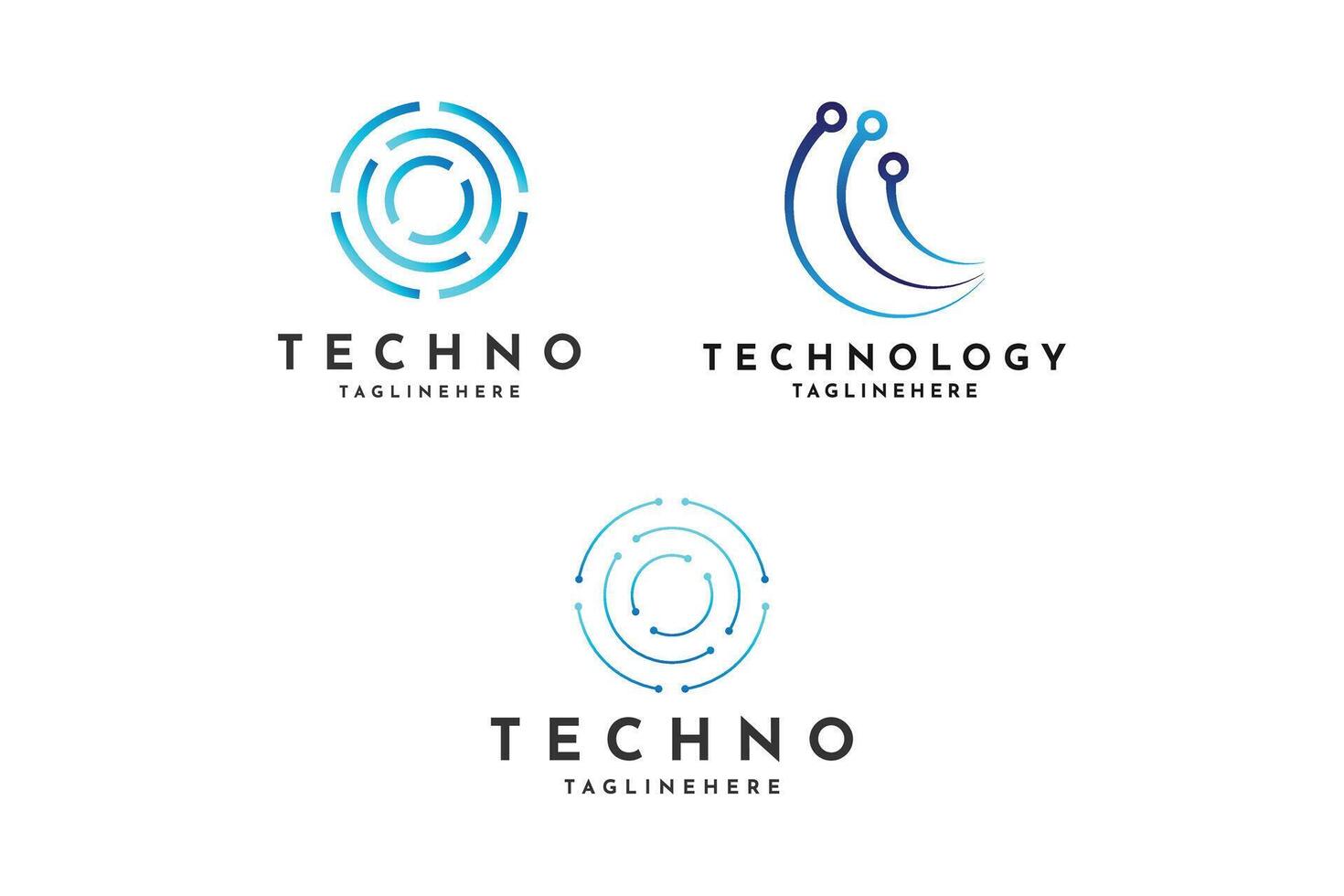 reeks van abstract tech logo ontwerp creatief idee vector