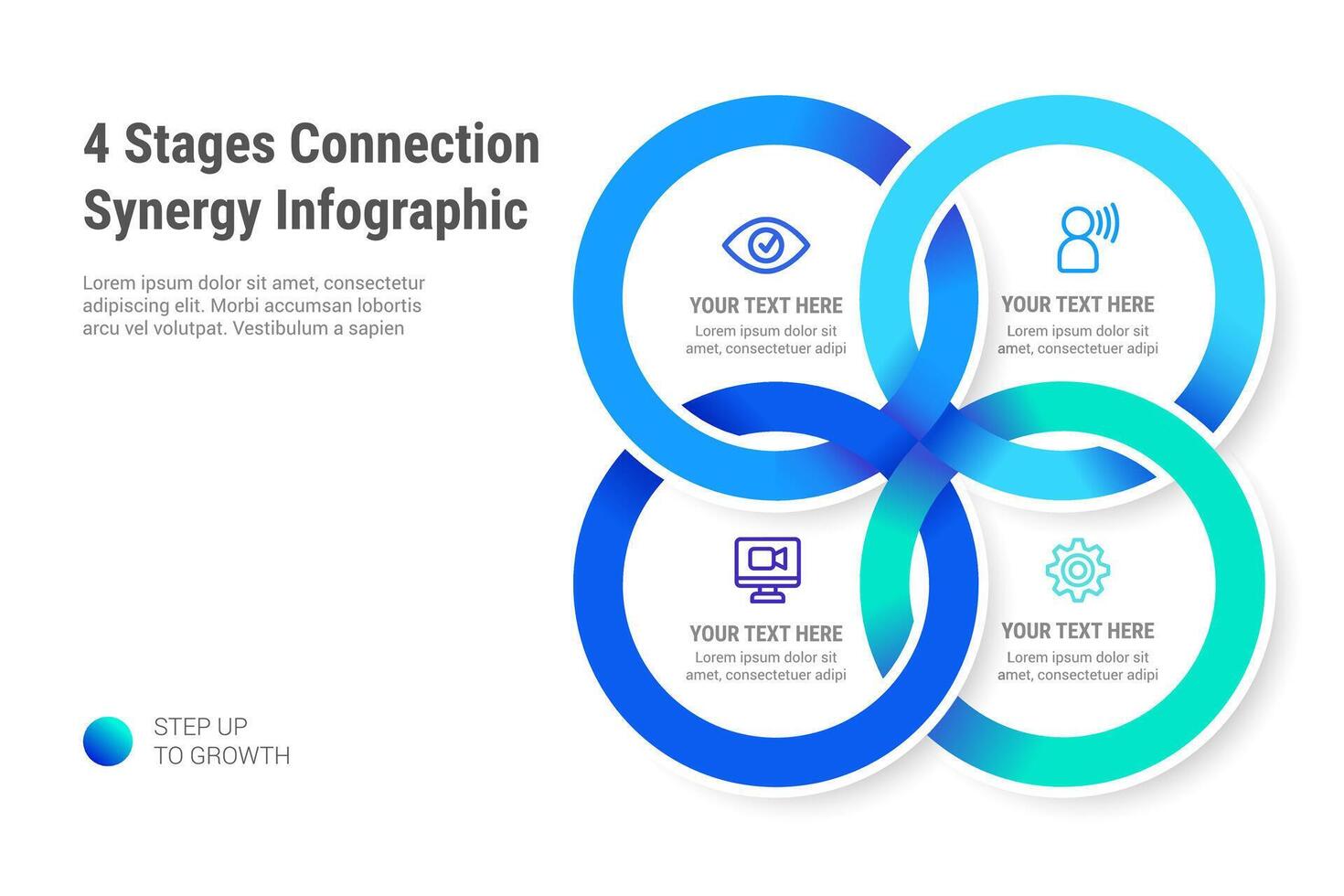 4 stadia verbinding synergie infographic vector