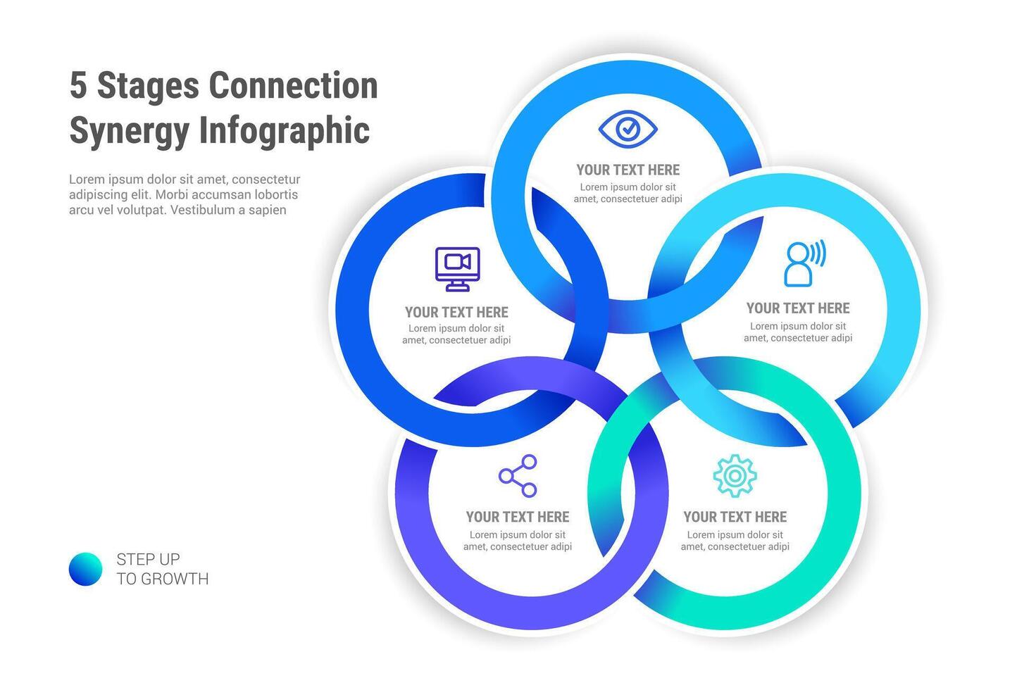 5 stadia verbinding synergie infographic vector