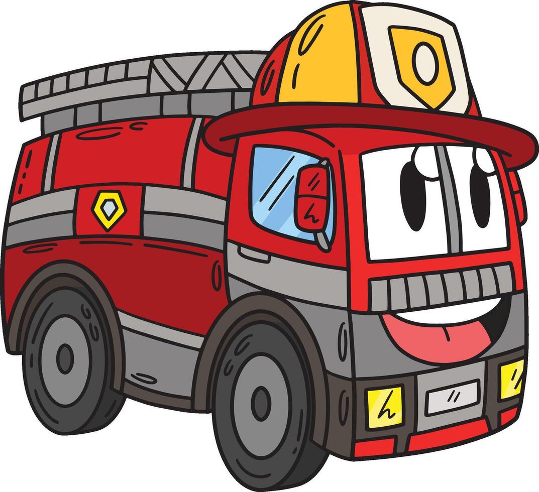 brandweerman vrachtauto speelgoed- tekenfilm gekleurde clip art vector