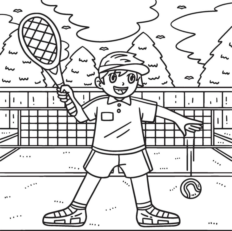 tennis speler dribbelen tennis bal kleur bladzijde vector
