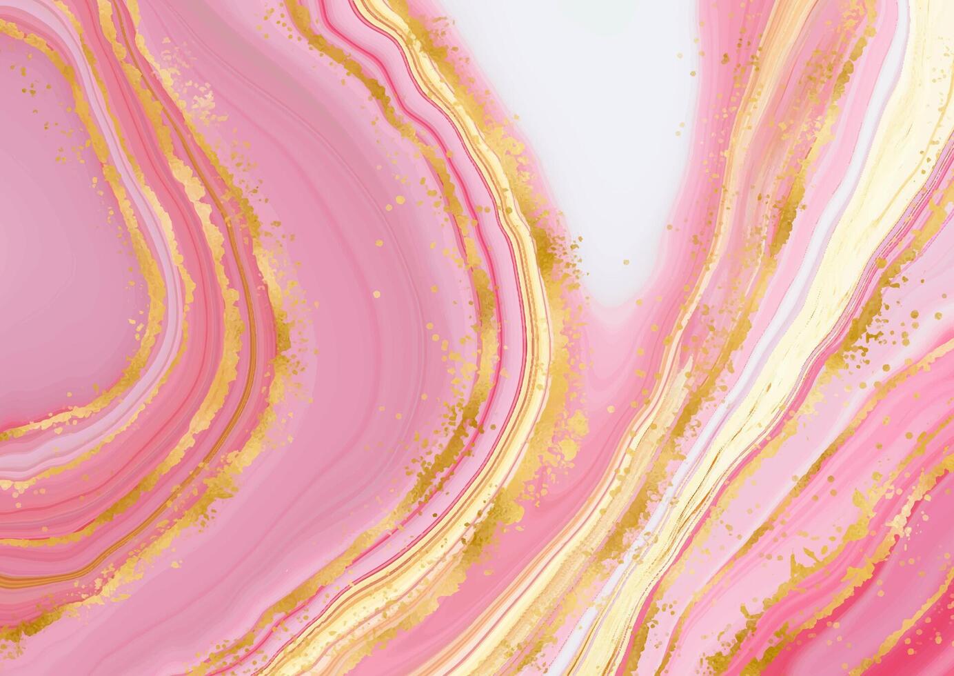 roze vloeistof marmeren effect achtergrond met goud folie vector