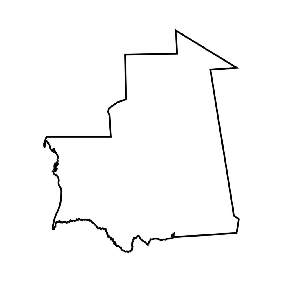 vector geïsoleerd vereenvoudigd illustratie icoon met zwart silhouet van mauritania kaart. wit achtergrond