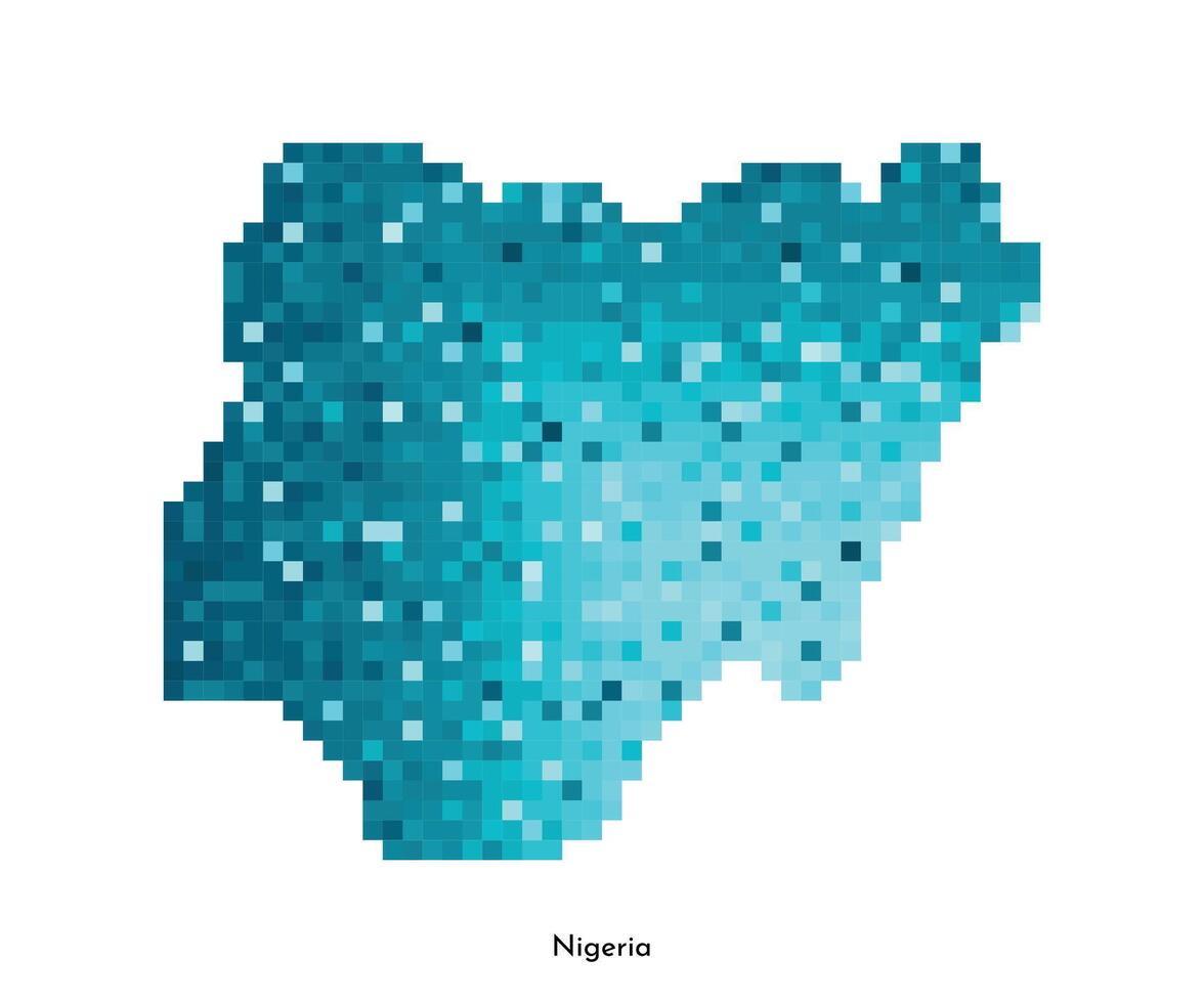 vector geïsoleerd meetkundig illustratie met vereenvoudigd ijzig blauw silhouet van Nigeria kaart. pixel kunst stijl voor nft sjabloon. stippel logo met helling structuur voor ontwerp Aan wit achtergrond
