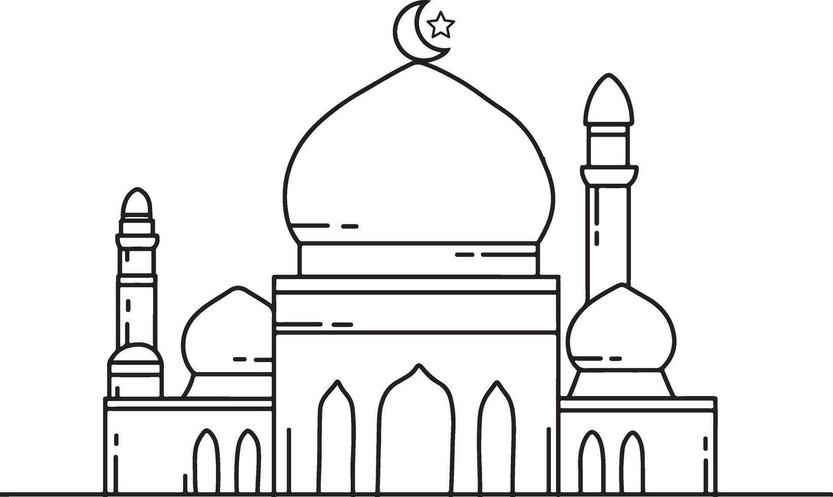 vector illustratie van een moskee verwant naar Ramadan en Islamitisch heilig feest, eid. gebruikt voor kleur boek, kleur bladzijde, enz