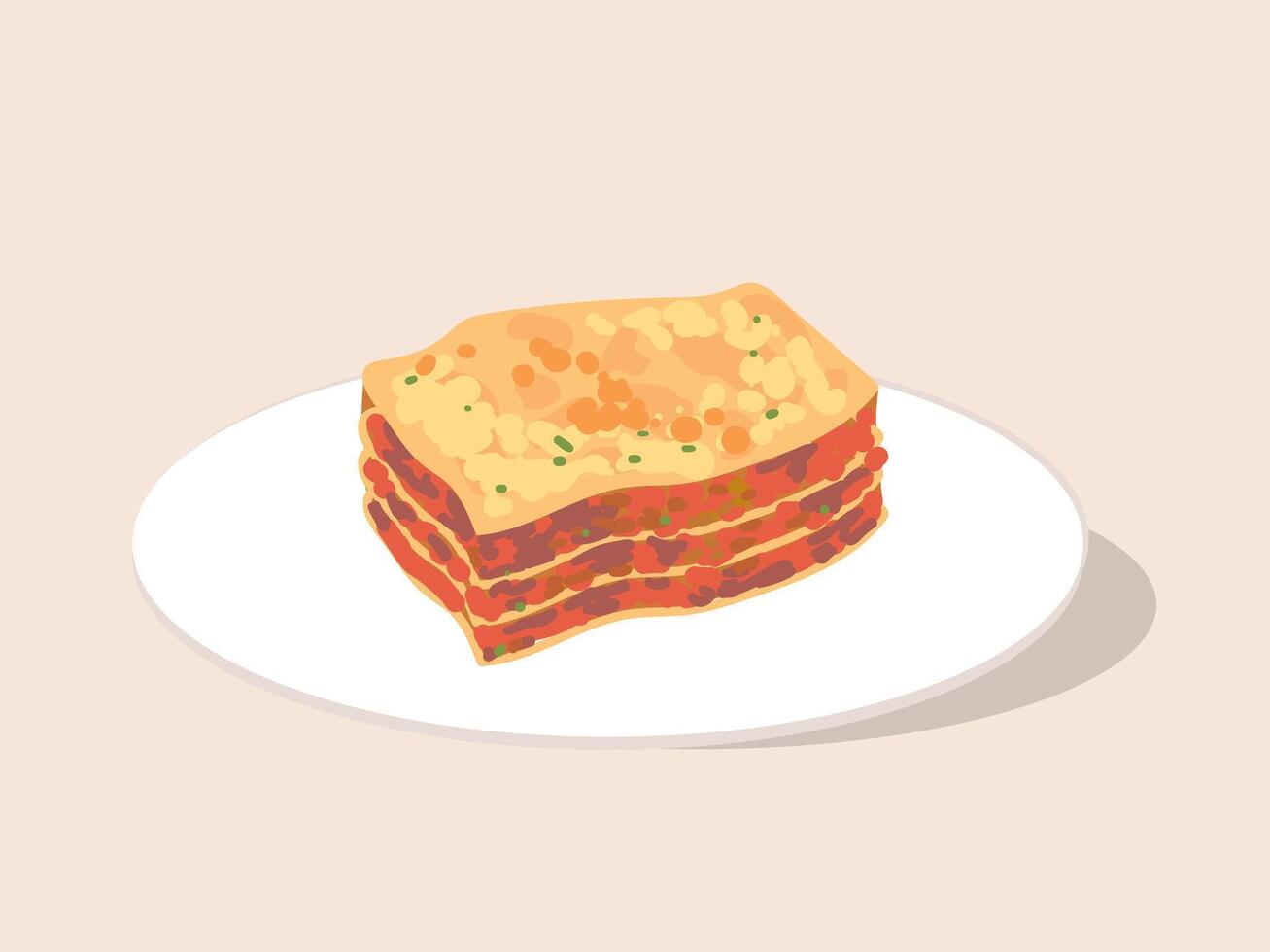 plak van lasagne. gerechten Aan bord. Italiaans voedsel. Italiaans keuken. vector illustratie