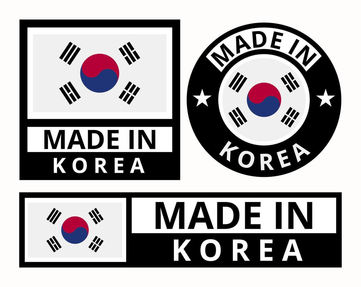 vector reeks gemaakt in Korea ontwerp Product etiketten bedrijf pictogrammen illustratie