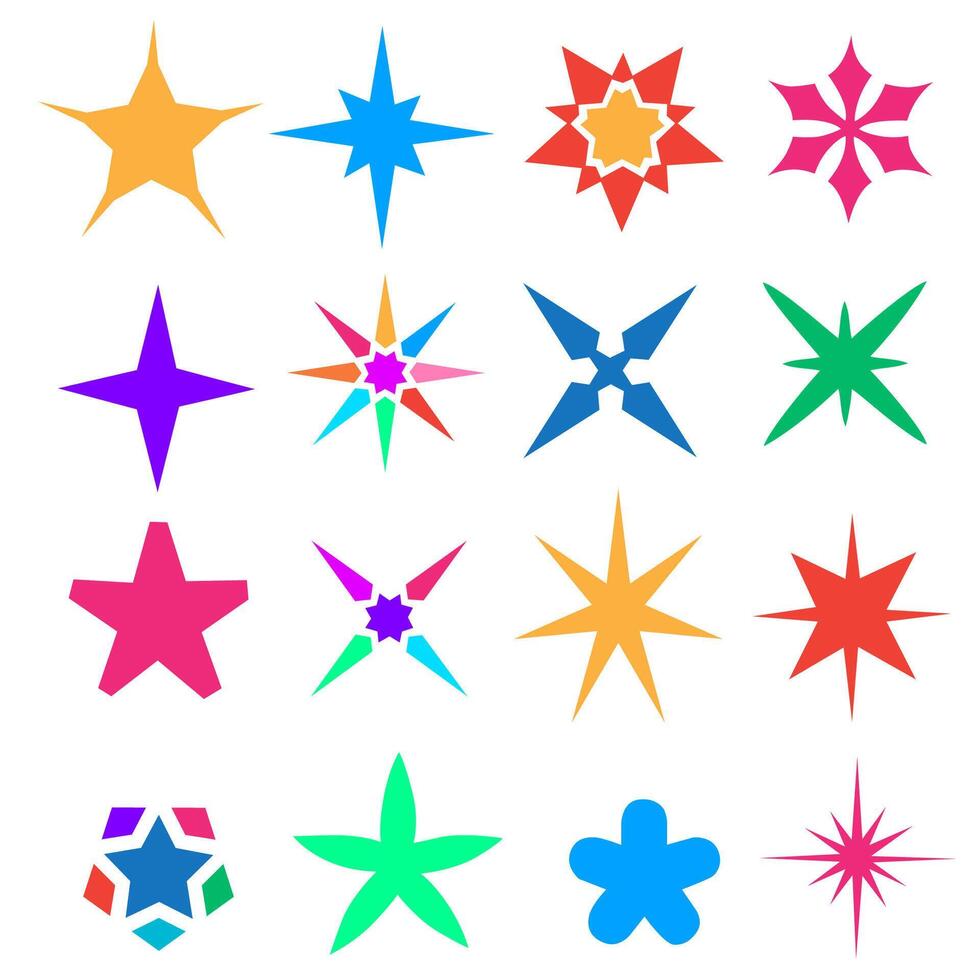 reeks abstract sterren pictogrammen y2k elementen vector illustratie