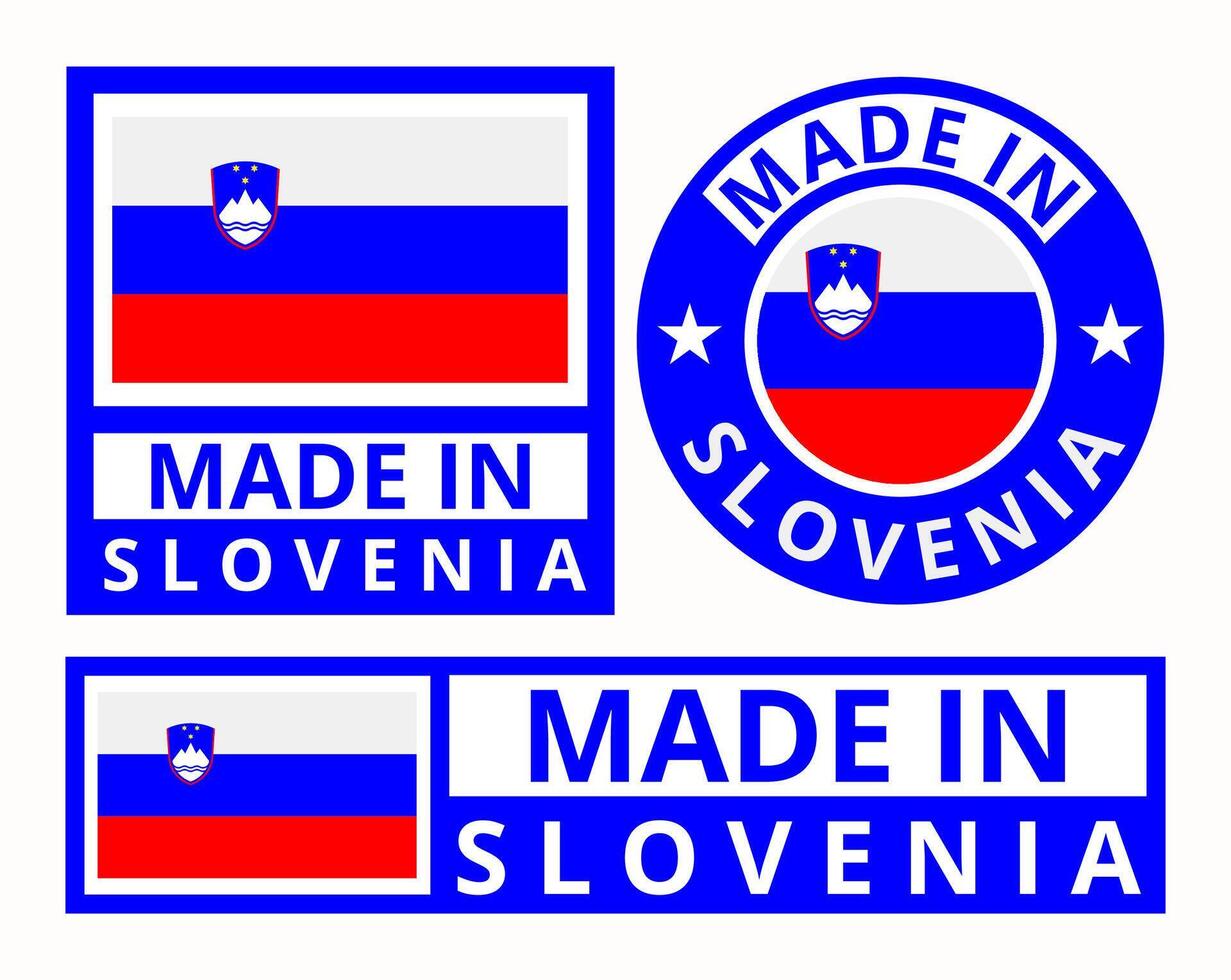 vector reeks gemaakt in Slovenië ontwerp Product etiketten bedrijf pictogrammen illustratie