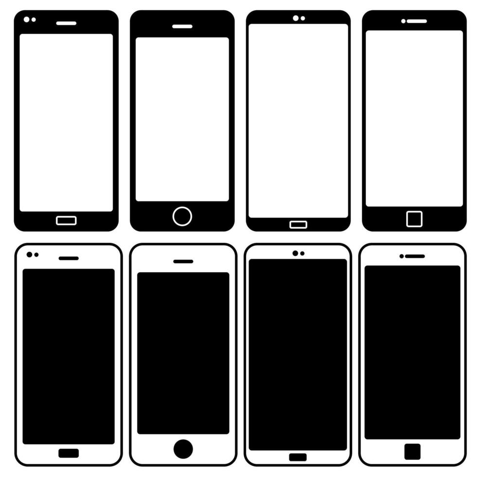 reeks collecties smartphones scherm vlak ontwerp vector illustratie