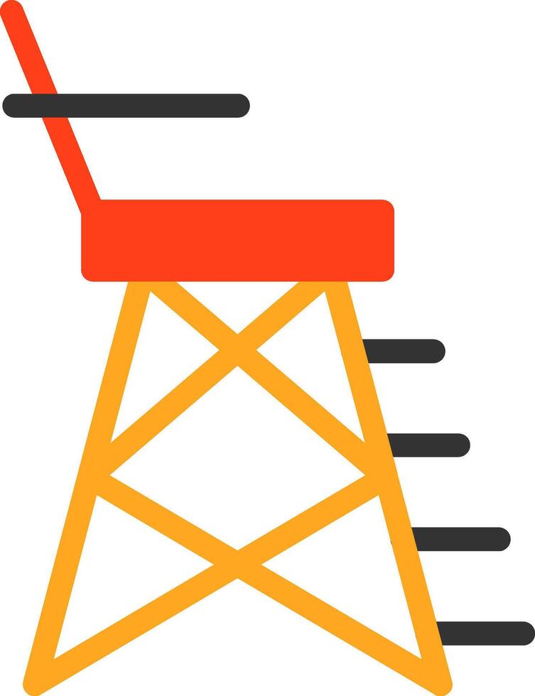 strandwacht stoel plat pictogram vector