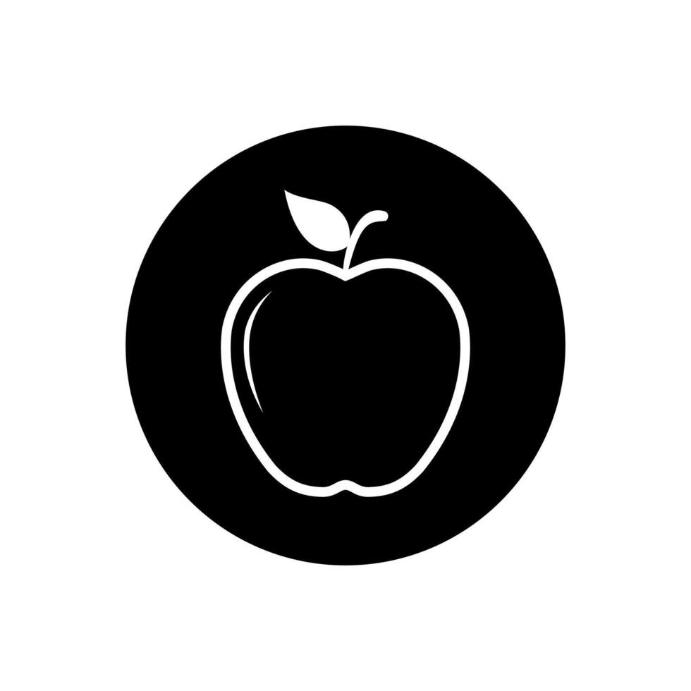 appel icoon vector Aan zwart cirkel. gezond fruit concept