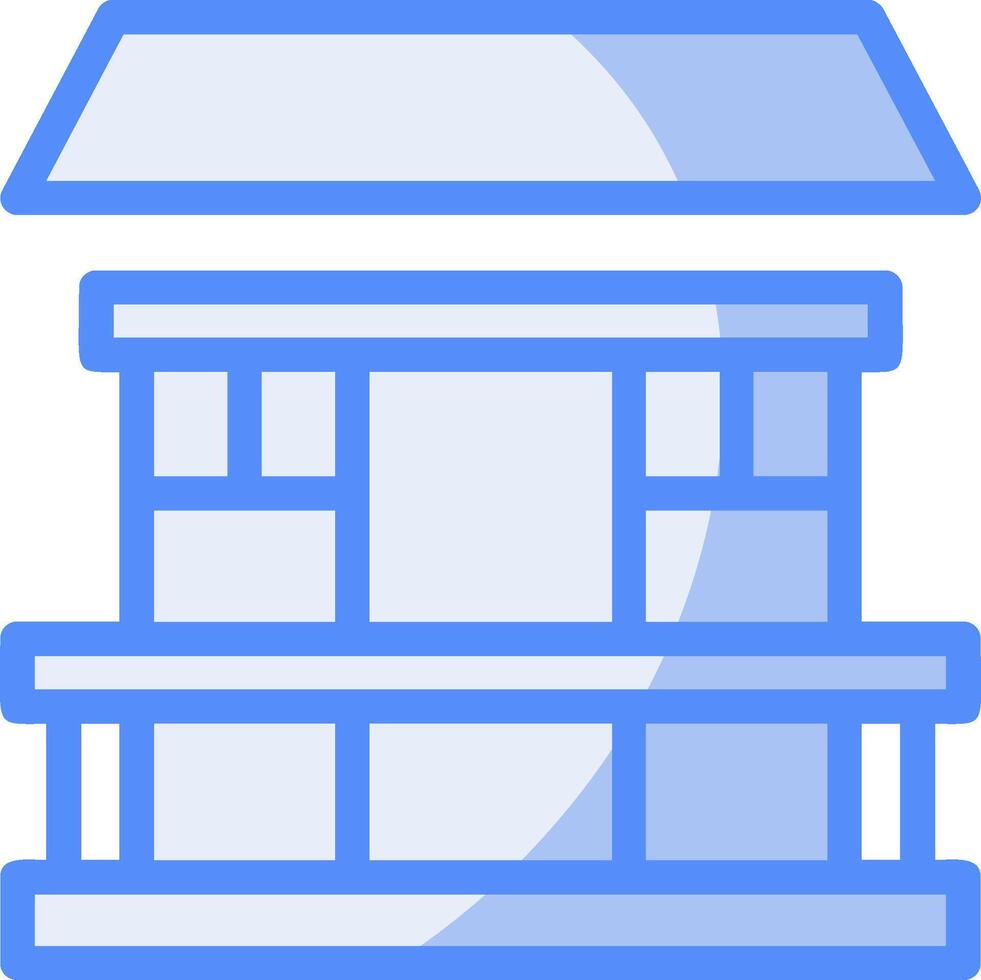 balkon lijn gevulde blauw icoon vector
