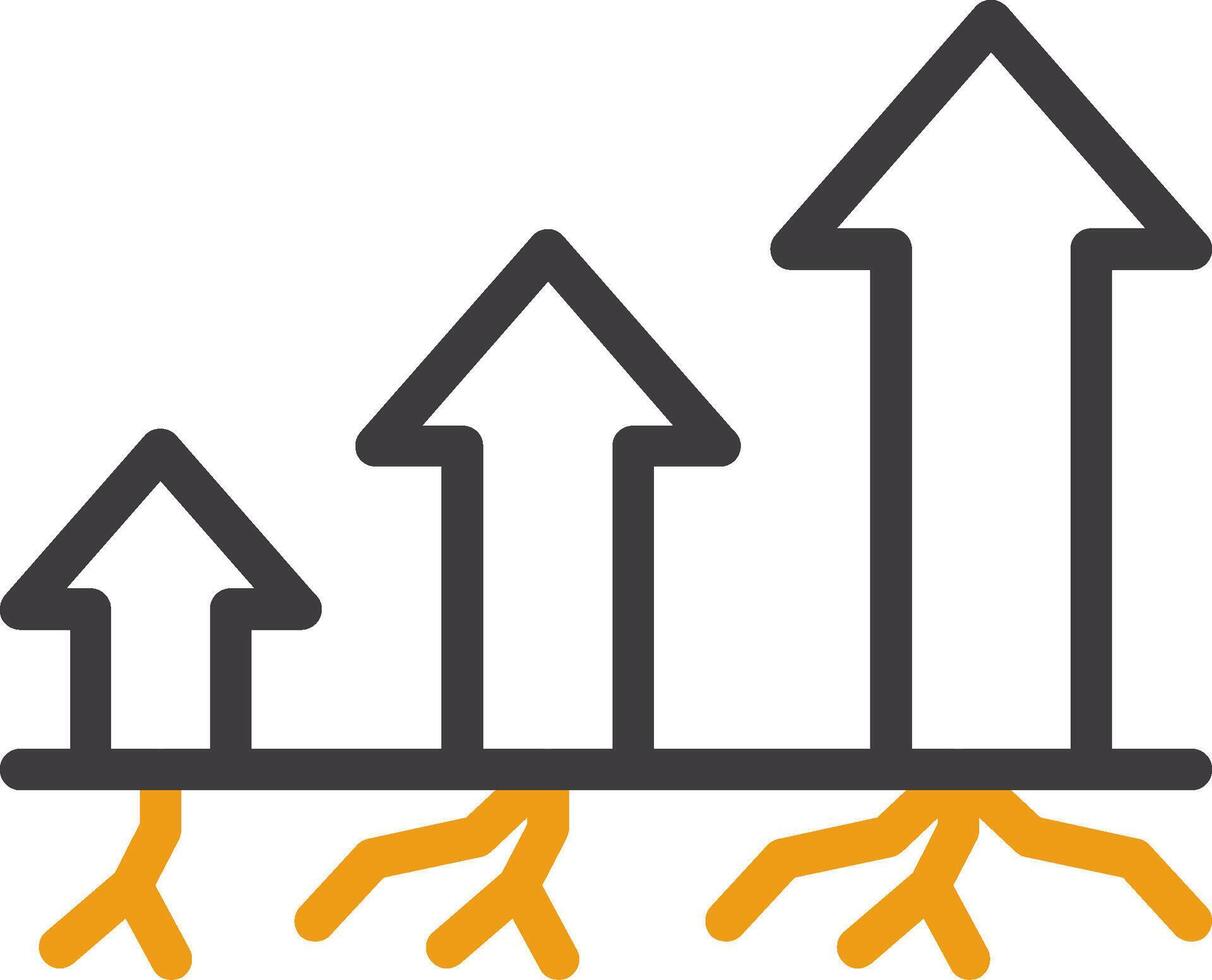 stijgen wortels twee kleur icoon vector