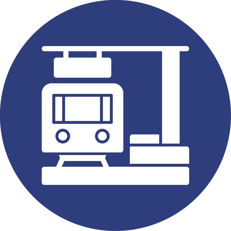 trein station glyph cirkel icoon vector